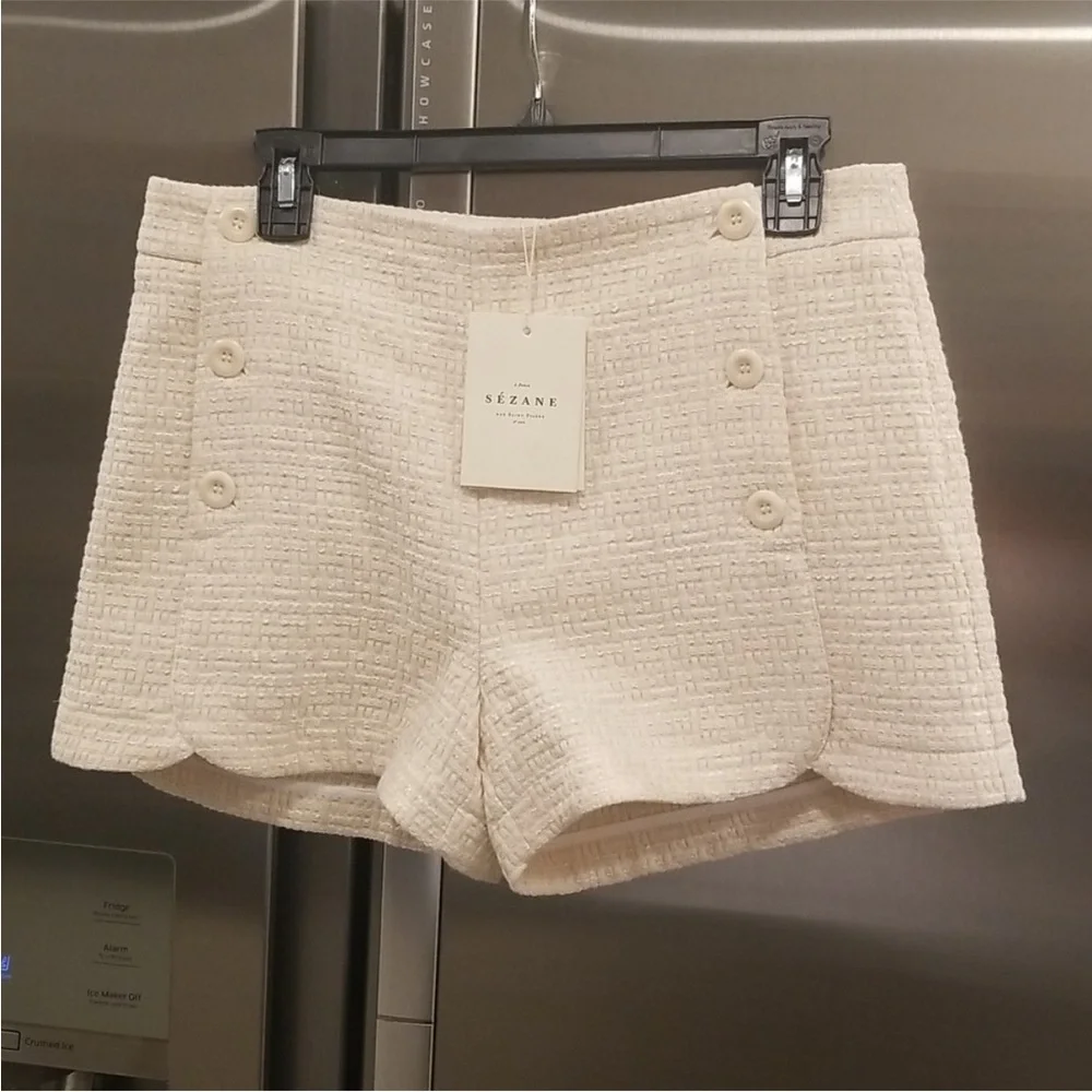 SEZANE Sailor-style Paula Short in Ondule Ecru Jacquard sz US8 / FR40 RARE, NWT - Picture 5 of 13